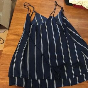 Navy tank top with white stripes size S